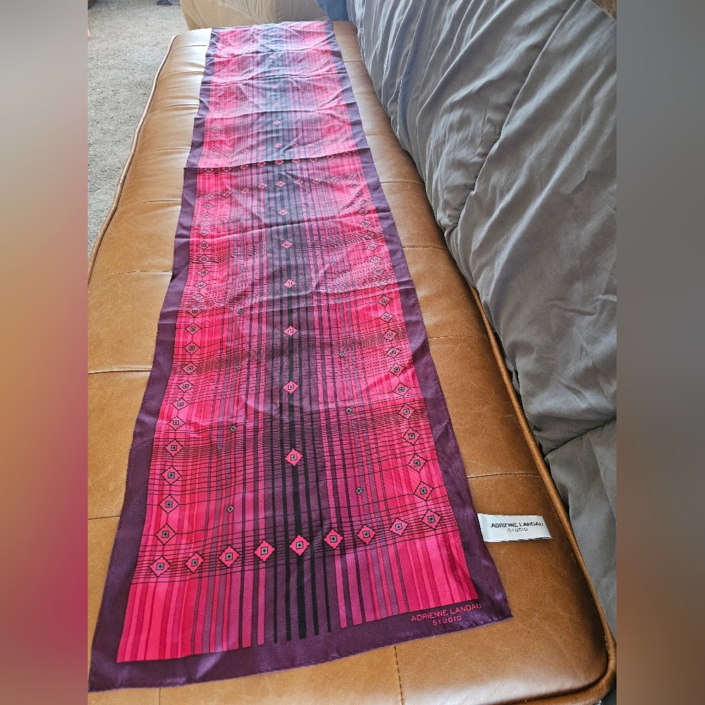 Adrienne Landau All Silk Art Deco Scarf 52 X 12 In.